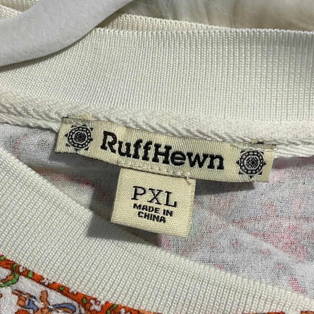 Size PL,PXL Ruff Hewn White Paisley Zip-Front Bomber Jacket w/ Colorful Accents